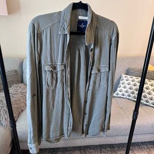 Soft green button down